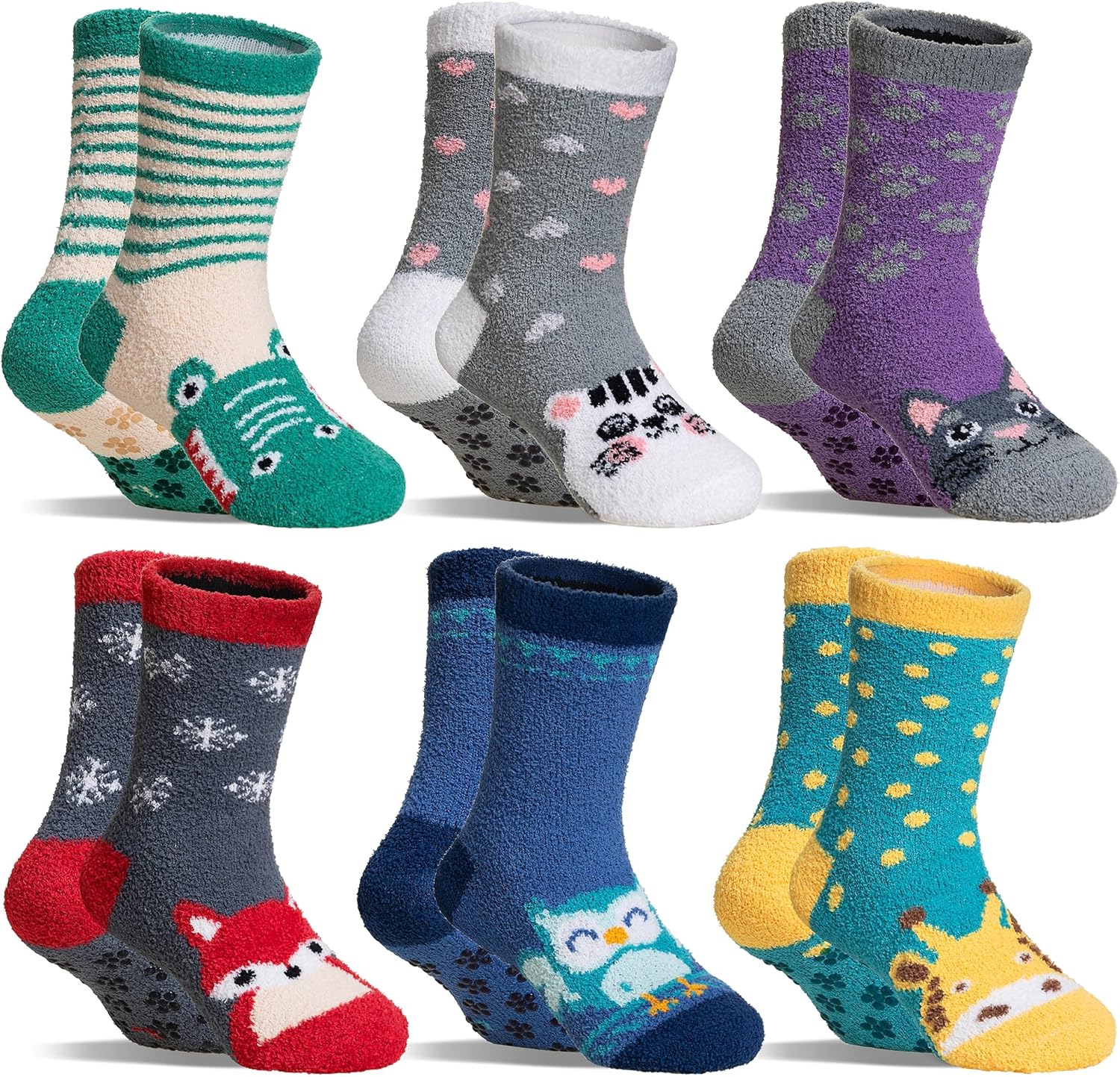 Eecom Kids Fuzzy Slipper Socks with Grips