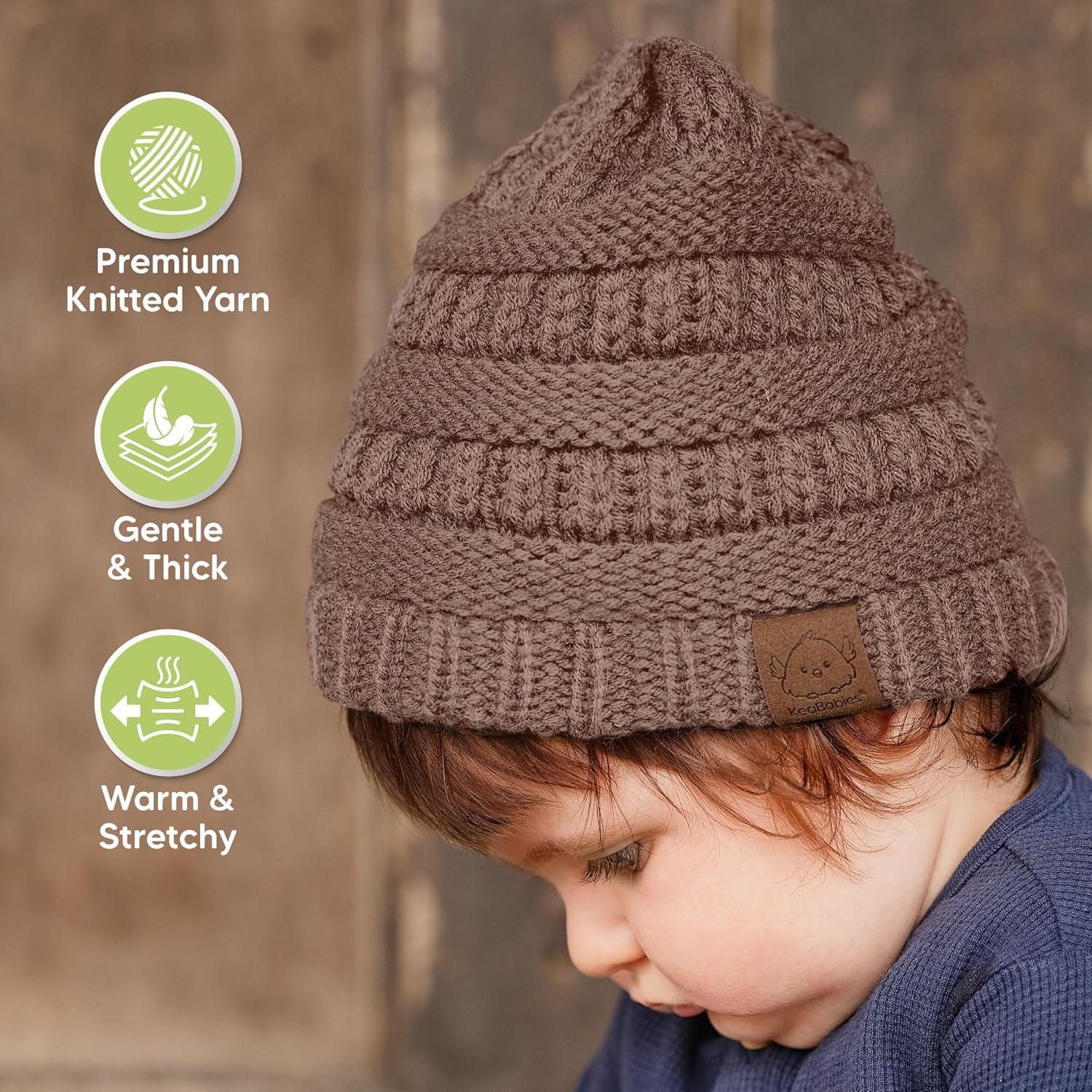3-Pack Tawny Knit Baby Beanies for Boys Girls