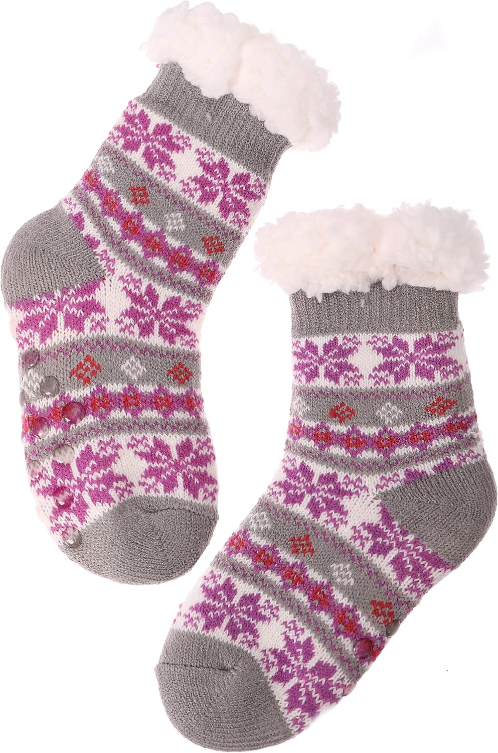 MOGGEI Fluffy Fleece Lined Winter Slipper Socks for Kids 1