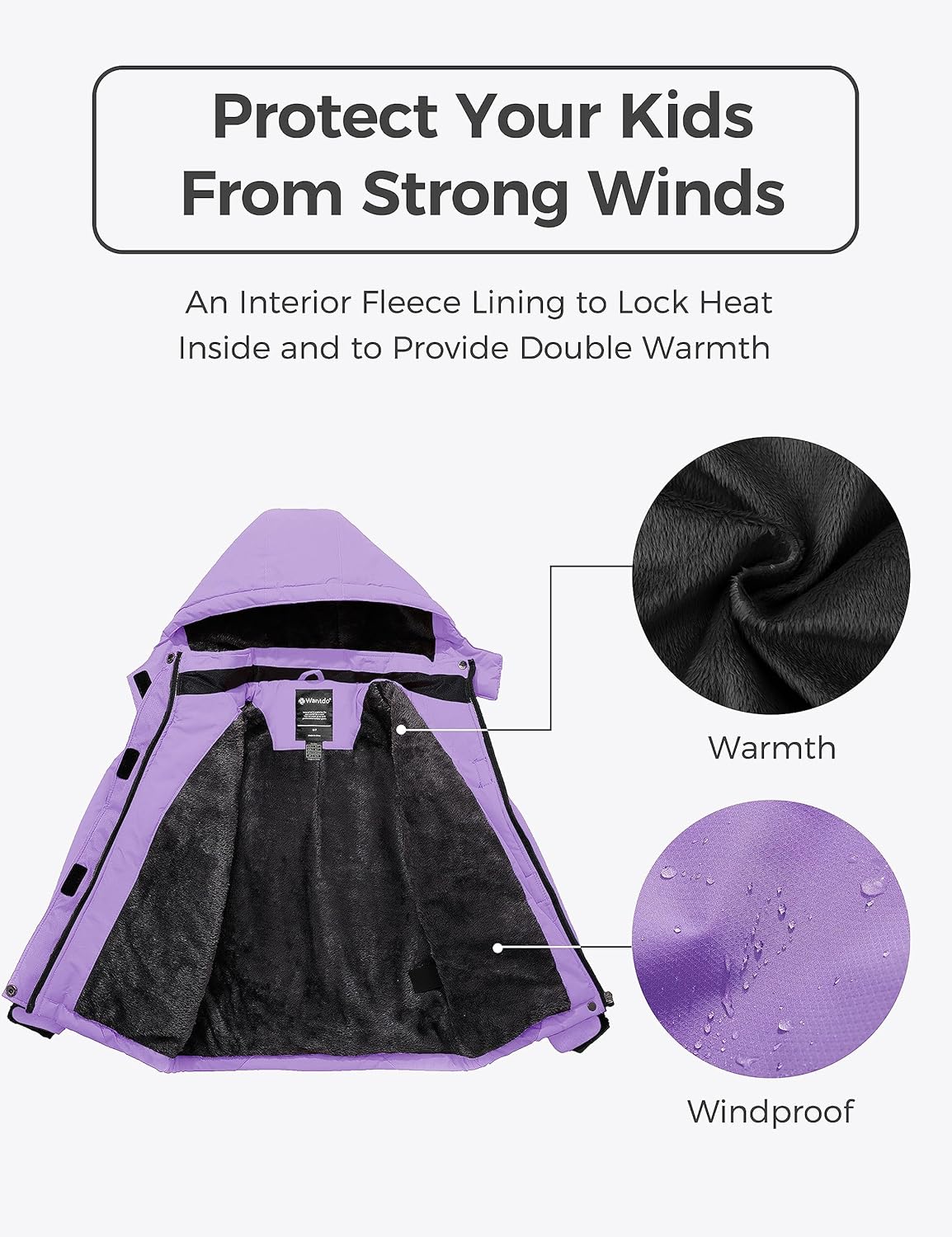 Wantdo Girls Waterproof Winter Coat Ski Jacket
