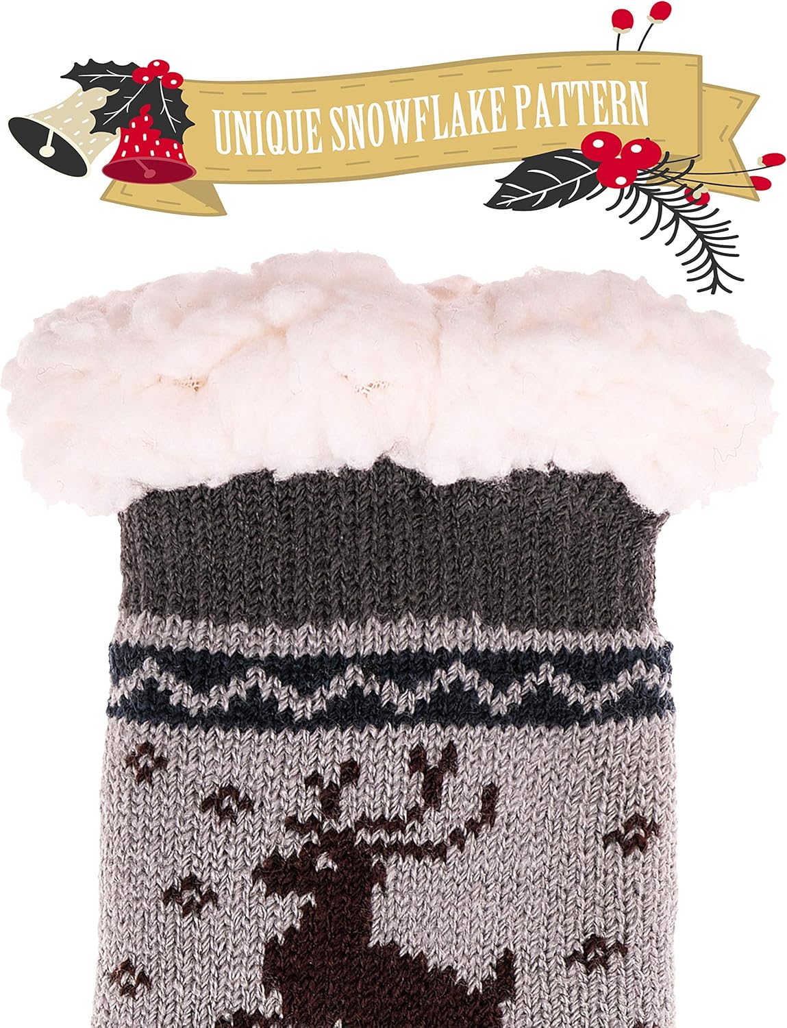 MOGGEI Fuzzy Slipper Socks for Kids Warm Cozy Anti-Slip Gift