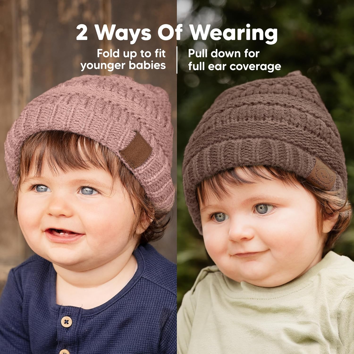 3-Pack Tawny Knit Baby Beanies for Boys Girls