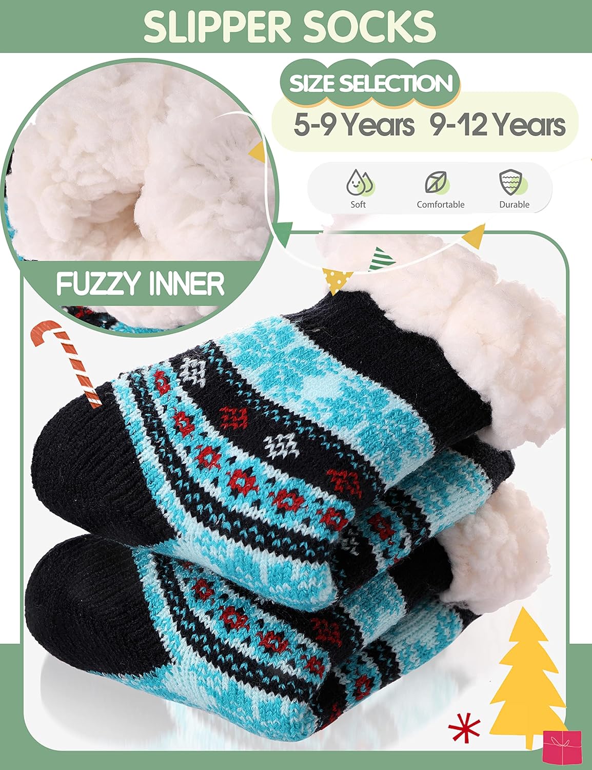 MOGGEI - Warm Plush Sherpa Fuzzy Socks for Kids Adults