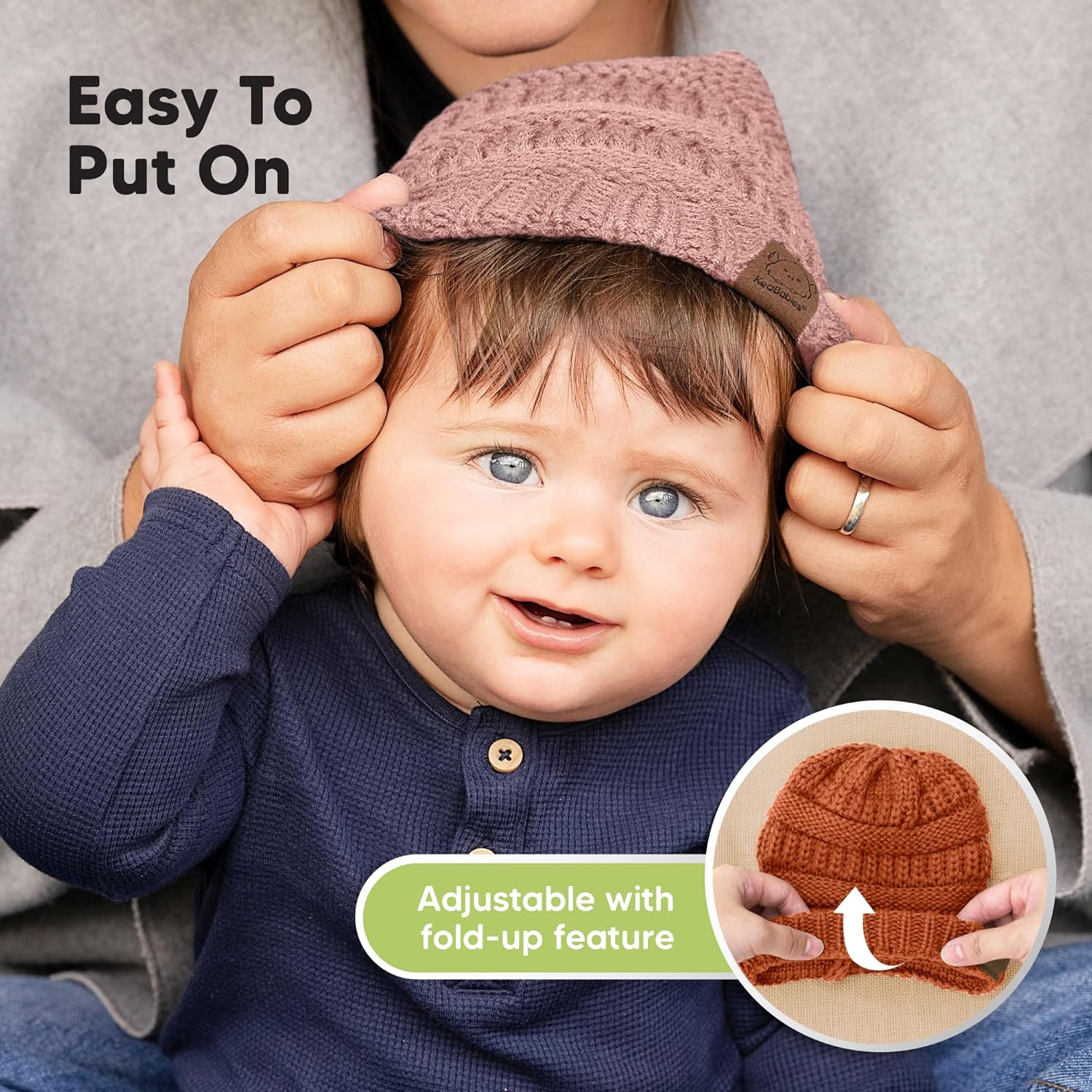 3-Pack Tawny Knit Baby Beanies for Boys Girls