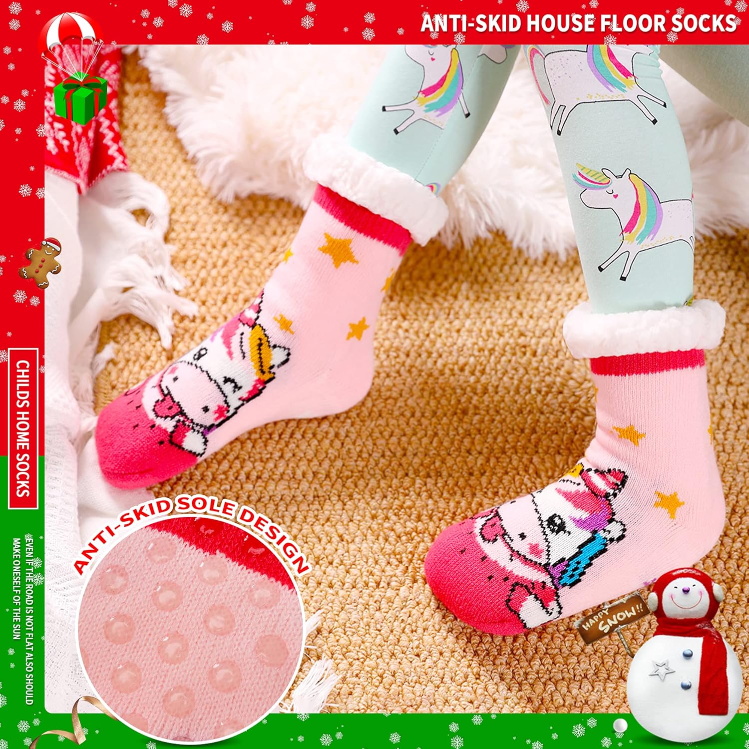 SeeyAN Kids Boys Girls Warm Fuzzy Non-Slip Winter Socks with Animal Patterns