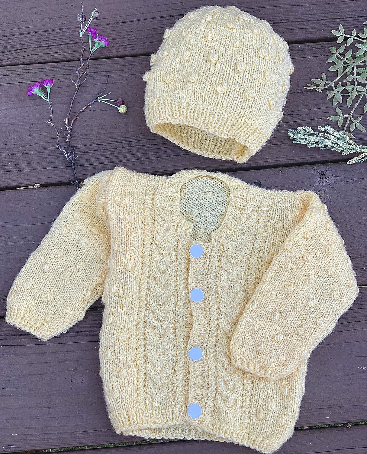 Yellow Newborn Toddler 2-Piece Cardigan Sweater Set